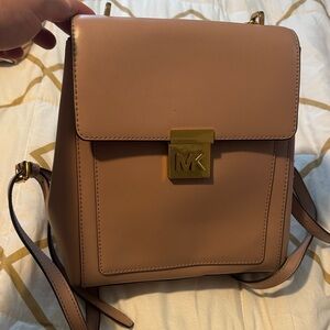 Michael Kors Brown Leather Backpack with Gold Accents